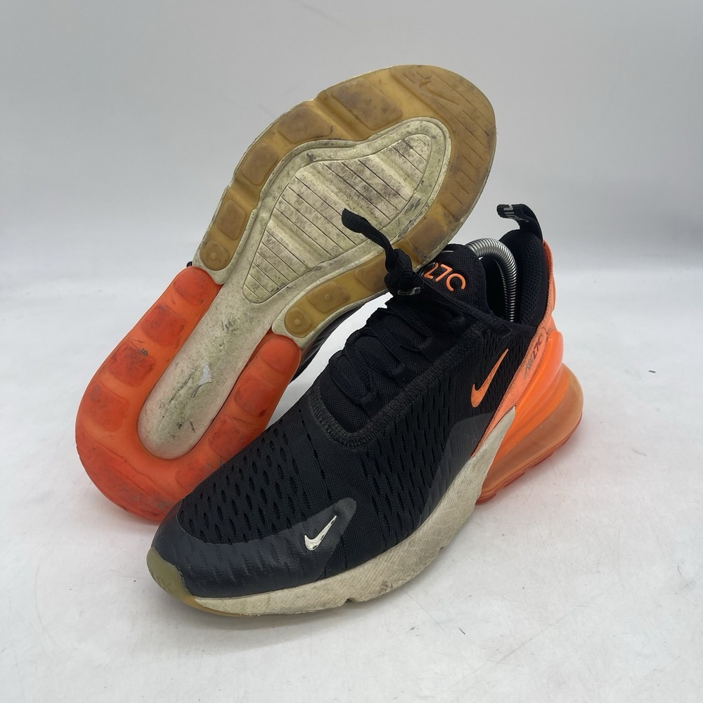 Nike Air Max 270 Shoes Kids 7Y Black Bright Crimson Total Orange 943345-037